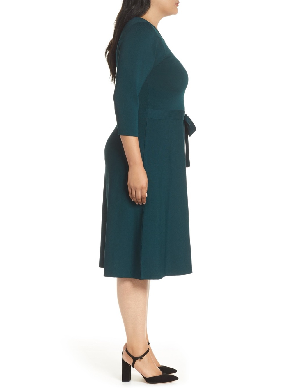 Eliza J Sweater Dress Sz 2XL Classic Tie-Waist Midi A-line Fit&Flare Holidays - Picture 3 of 8